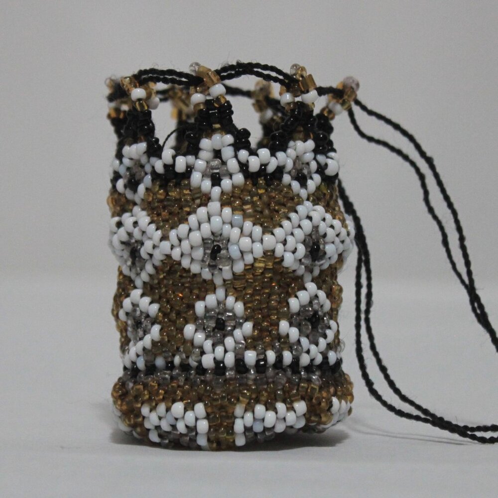 Handcrafted Small Mini Glass Bead Drawstring - Picture 3 of 10